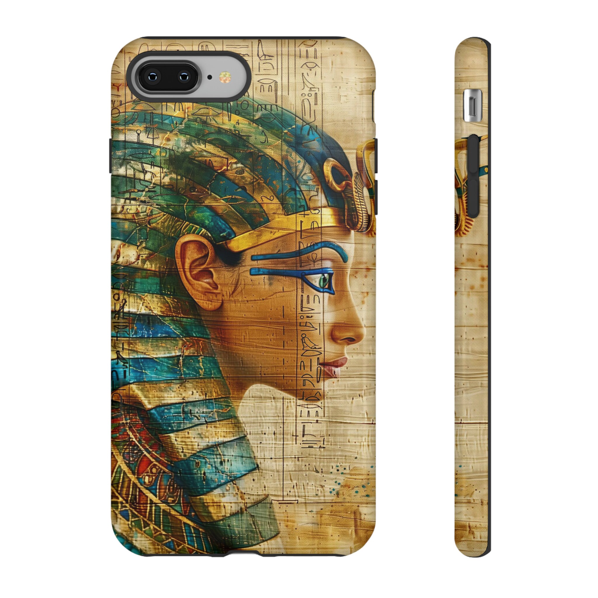 Egyptian Queen Cleopatra Golden Teal Hieroglyphs iPhone 15 14 13 12 Pro ...