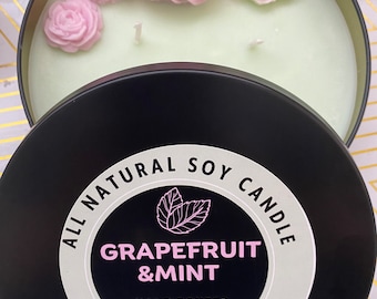 Grapefruit & Mint 3-wick 16oz all natural soy wax Candle