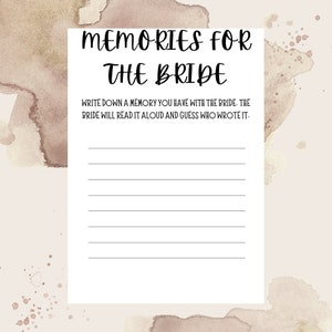 Recuerdos minimalistas editables para el juego de la novia, compartir un juego de memoria, recuerdo favorito con el juego de la novia, despedida de soltera y despedida de soltera