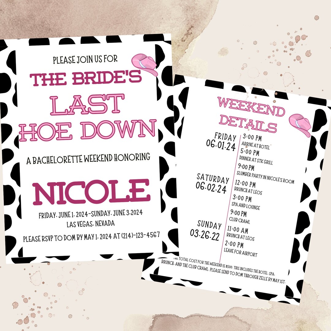 Editable Last Hoe Down Bachelorette Invitation Brides Last Ride Il 1080xN.5030296877 A897