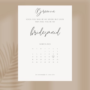Bearbeitbar Bald werden Sie meine Schwester sein, Brautjungfer Vorschlag, Trauzeugin Vorschlag Kalender, Schwägerin Karte, werden Sie meine Brautjungfer Karte sein
