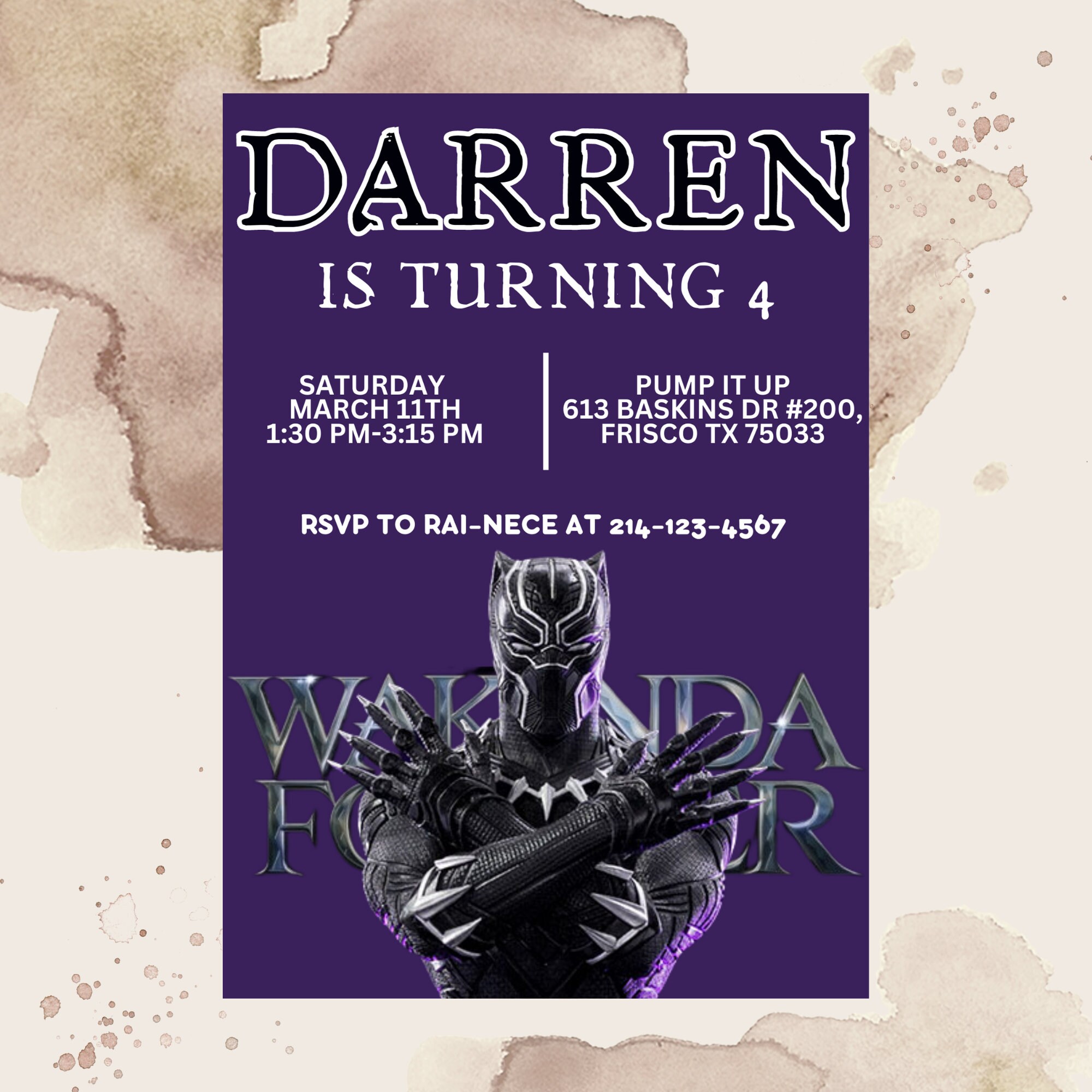 Editable Black Panther Birthday Invitation Template, Printable Wakanda ...