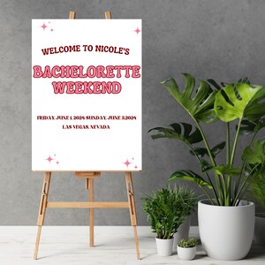 Editable Retro Bachelorette Weekend Welcome Sign, Pink Bachelorette Party Welcome Sign, 70s Bachelorette Party, Bachelorette Party Decor