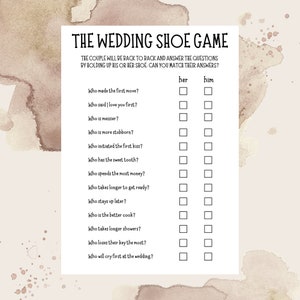 Editable Wedding Shoe Game, He Said She Said, Minimalist Bridal Shower Game, Couples Shower Game, Modern Bridal Shower Game, His Or Her Game