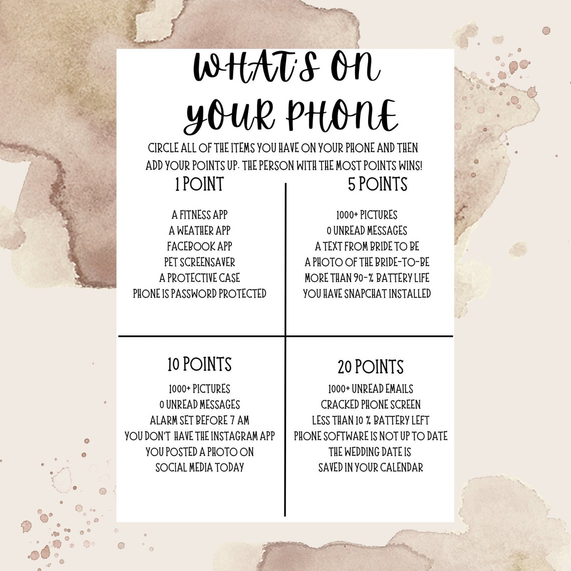 Editable whats on your phone game minimalist whats in your phone game