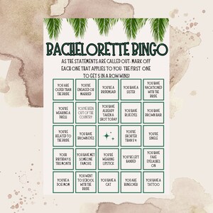 Bingo nupcial editable, juego de bingo de despedida de soltera de verano, despedida de soltera prefabricada y juegos de bebida nupcial, trópico como su despedida de soltera caliente