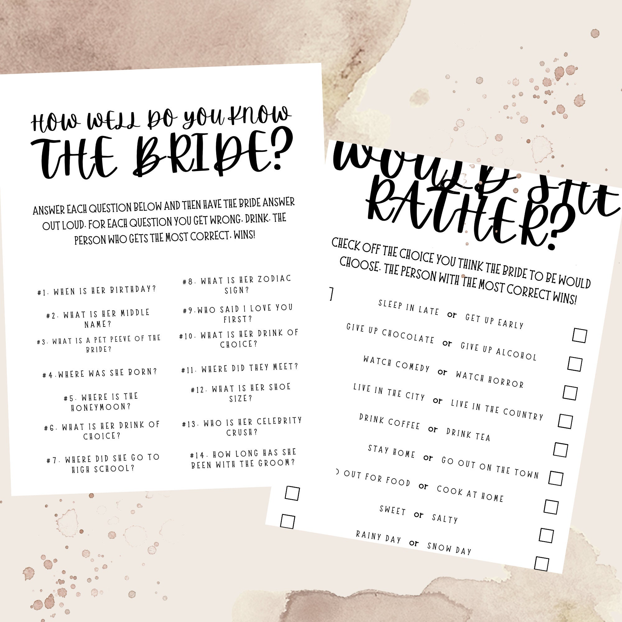 Editable Minimalist Bachelorette Games, Minimalist Bridal Shower Games ...