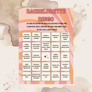Bingo nupcial de última discoteca editable, juegos de despedida de soltera Groovy, juegos de despedida de soltera y despedida de soltera con temática retro, juegos de despedida de soltera