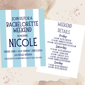 Editable Coastal Bachelorette Invitation And Itinerary, Last Toast On The Coast, Beach Bachelorette, Tropical Bachelorette Invite