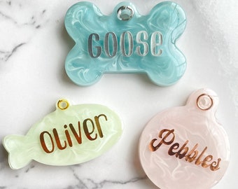 Marble Resin Pet ID Tag: Custom Dog Tag, Personalized, Frankie Tags