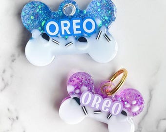 Cookie Resin Pet Tag, Glitter Personalized Dog ID, Custom Pet Parent Gifts, Frankie Tags