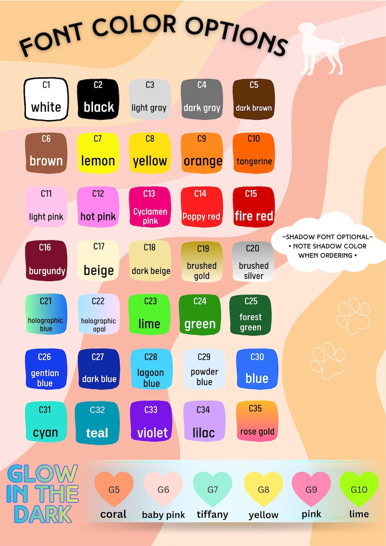 Pu&ograve; includere: Una tabella dei colori con opzioni per il colore del carattere, tra cui bianco, nero e varie tonalit&agrave; di grigio, marrone, giallo, arancione, rosa, rosso, verde, blu e viola. Il testo "OPZIONI COLORE FONT" &egrave; in alto.