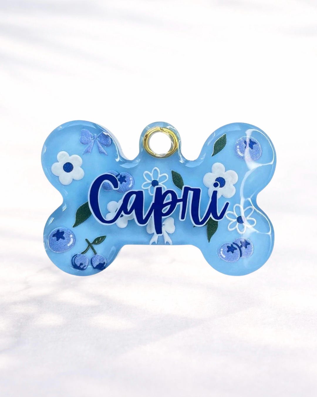 Raspberry Dog Tag Blueberry Resin Dog Tag, Custom Pet ID, Fruit Tags Personalized, Girly ...