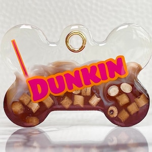Iced Coffee Resin Dog Tag: Custom Pet ID, Puppy Gift, Original Frankie Tags Design 画像 1
