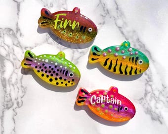 Fishing Lure Resin Pet ID Tag: Custom Glitter Dog & Cat Tag