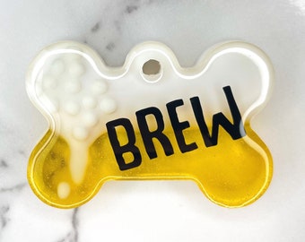 Beer Resin Dog Tag, Custom Brewery Pet ID, Personalized Gifts, Frankie Tags