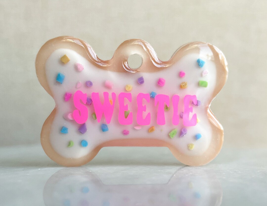 Frosted Pup Tart Resin Dog Tag, Pet Name Tag, Dog Tag Custom, Food Dog