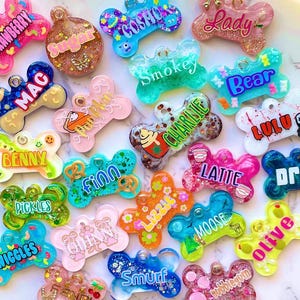 Custom Resin Dog Tag, Pet ID Tags, You Design It, Custom Glitter Dog Tag, Personalized Cat Tag, Pet Parent Gifts, Frankie Tags