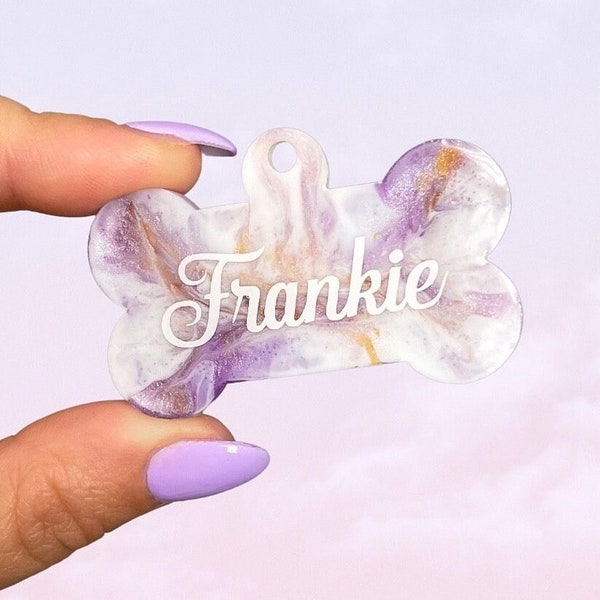 Marble Resin Dog Tag, Resin Pet ID, Purple Dog Tag, Custom Tag, Girly Dog Tag, Dog Tag Personalized, Custom Dog Tag, Frankie Tags