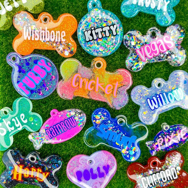 Glitter Resin Dog Tag, Resin Pet ID, You Design It, Custom Glitter Dog Tag, Personalized Cat Tag, Dog Mom Gift, Pet Gifts, Frankie Tags