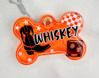 Cowboy Resin Dog Tag, Whiskey Pet Tags, Personalized Boy Pet ID, Custom Puppy Gifts, Frankie Tags