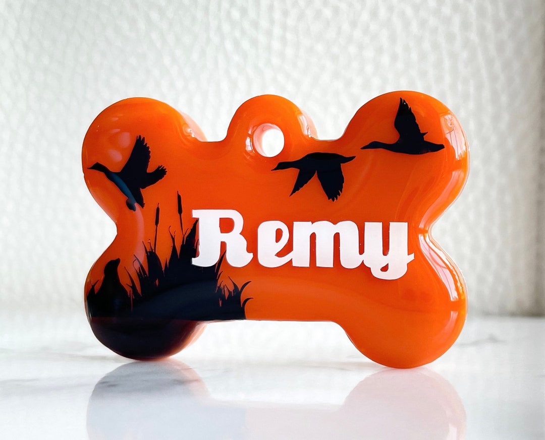 Duck Hunt Resin Dog Tag, Hunting Pet ID, Dog Tag Personalized, Duck
