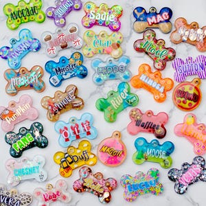 Placas de resina personalizadas para mascotas, placas de identificación para perros personalizadas, regalos navideños hechos a mano