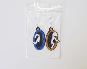 Portal | Blue and Orange Portal Earrings | Multi-Colored 3D-Printing