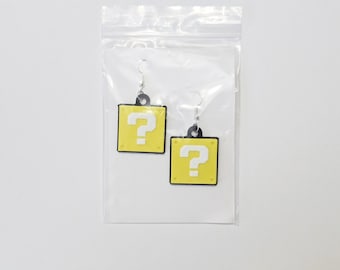 Super Mario | Question (?) Block Earrings | Multi-Colored 3D-Printing