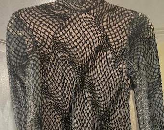 Couture Art Deco Black Cut Velvet Patterned Gown Dress (Size XS/S) Vintage