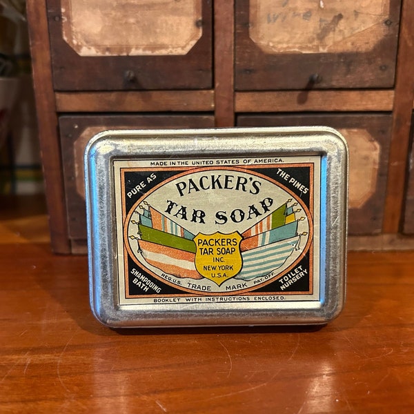 Vintage Packers Tar Soap Can Advertising Tin