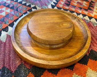 Vintage Dansk Wood 2 piece Serving Tray Dish Platter
