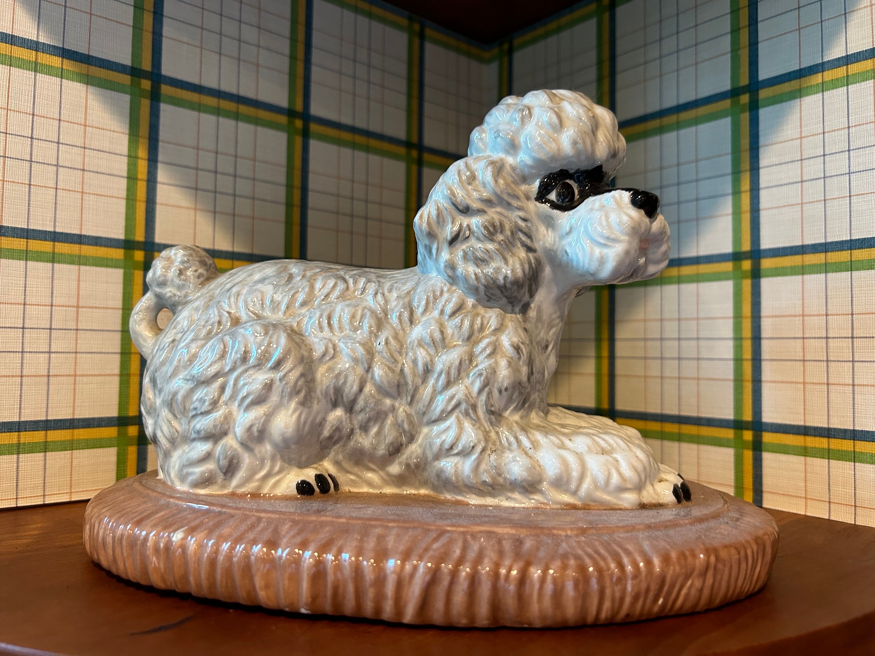 Vintage Ceramic Poodle Sitting on Pillow Statue - Etsy