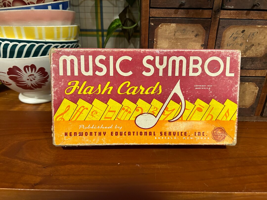 Music Symbol Flash Cards Set Vintage With Amazing Box Graphics Etsy
