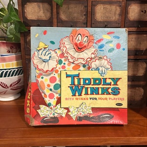 Vintage 50's Tiddly Winks game with amazing graphic box by Whitman