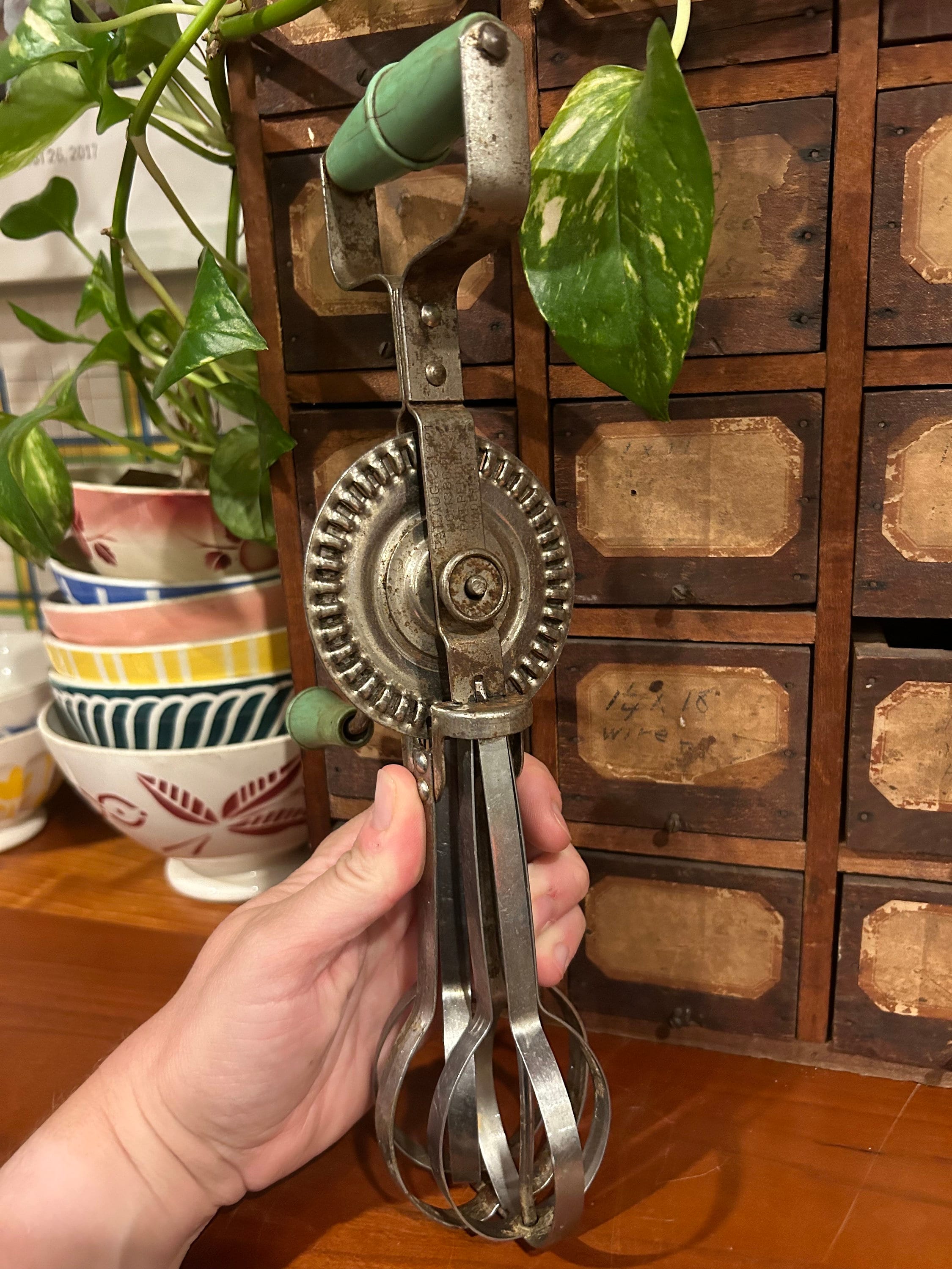 Antique Mint Green Handled Hand Mixer Primitive Farmhouse - Etsy