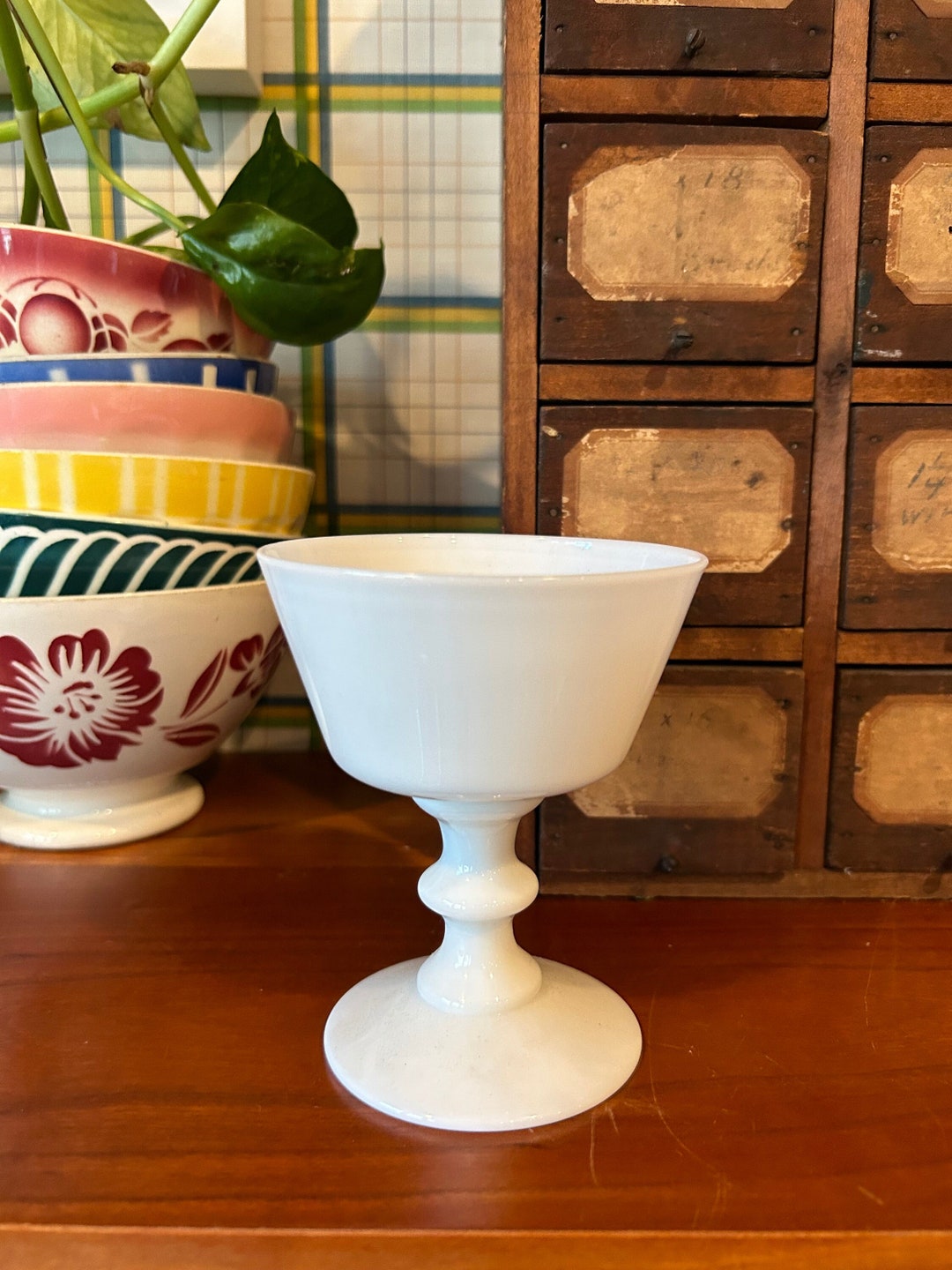 Vintage Milk Glass Goblet Planter Cup Dish Etsy UK
