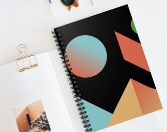 books and journals Spiral notebook | Bold Geometric Gradient design | Soft cover journal | Ruled Line