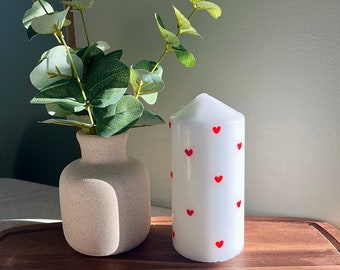 Large Love Heart Painted Candle