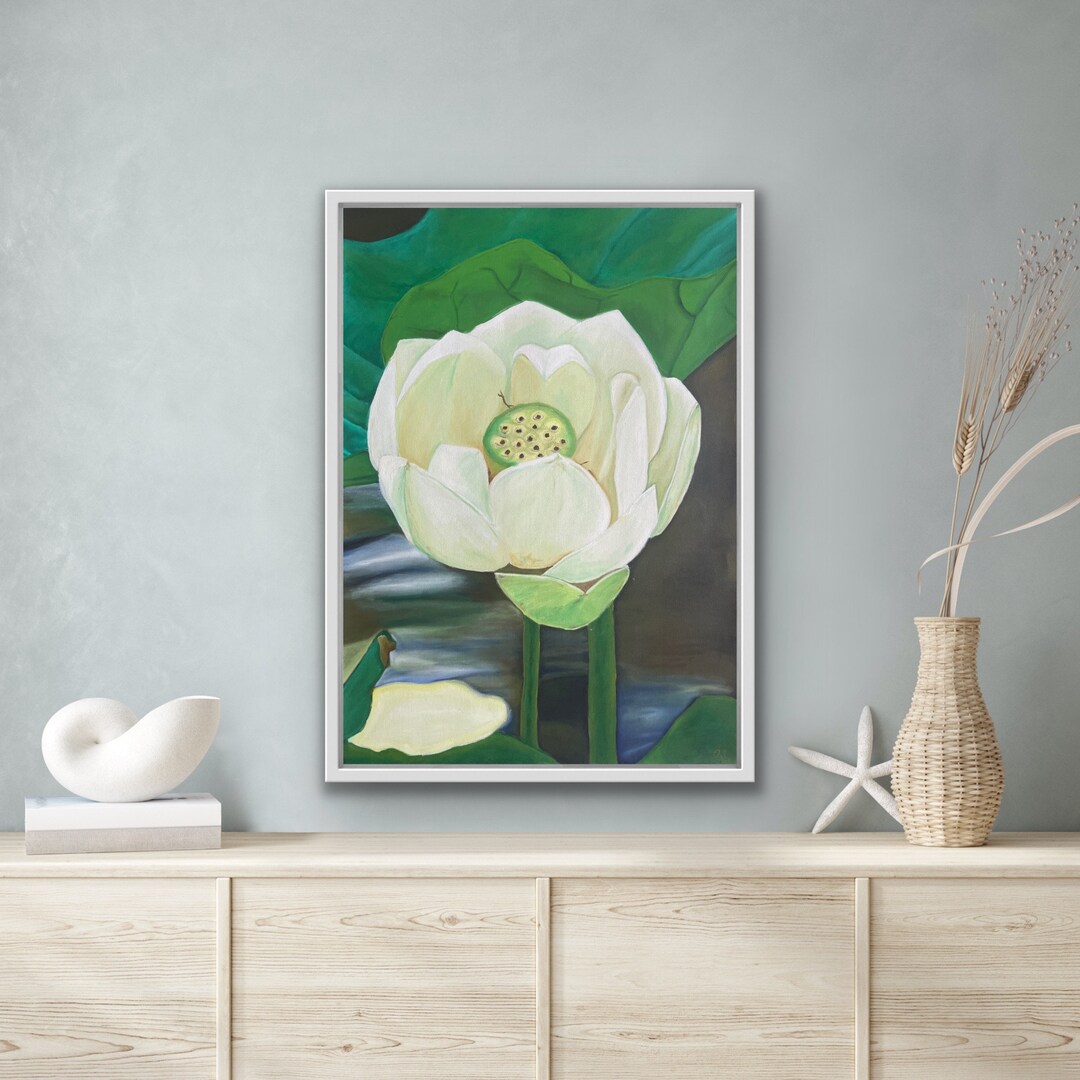 Lotus Flower Oil Painting - Etsy
