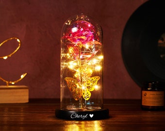 Gepersonaliseerde Rose Light, Eeuwig Rose Light, Moederdag Cadeau Idee, Cadeaus voor koppels, Nachtlampje voor koppels, Cadeau voor vriendin, Cadeaus voor haar