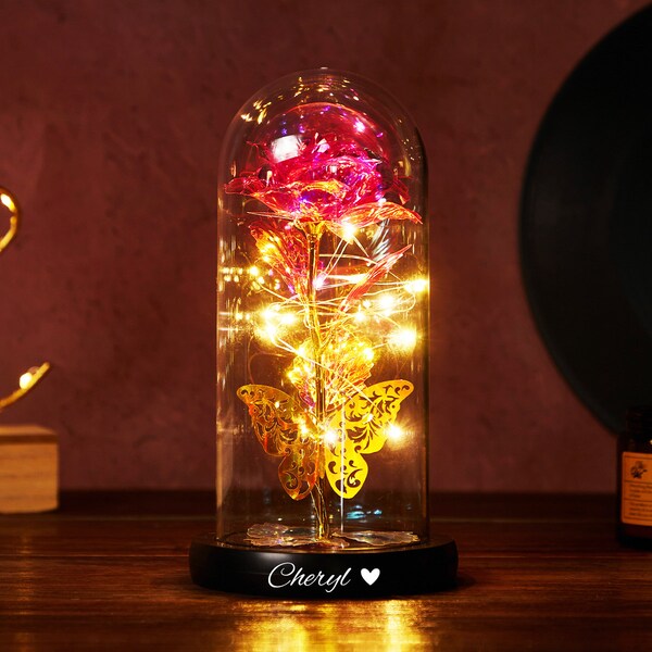 Lumière rose personnalisée, Lumière LED rose éternelle, Idée cadeau pour la fête des Mères, Cadeau pour maman, Cadeau d'anniversaire de mariage, Cadeau pour petite amie, Cadeaux pour elle