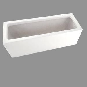 May include: A rectangular white planter with a textured interior. The planter has a simple, modern design and is suitable for various plants. The exterior is smooth and the interior is a light grey colour.