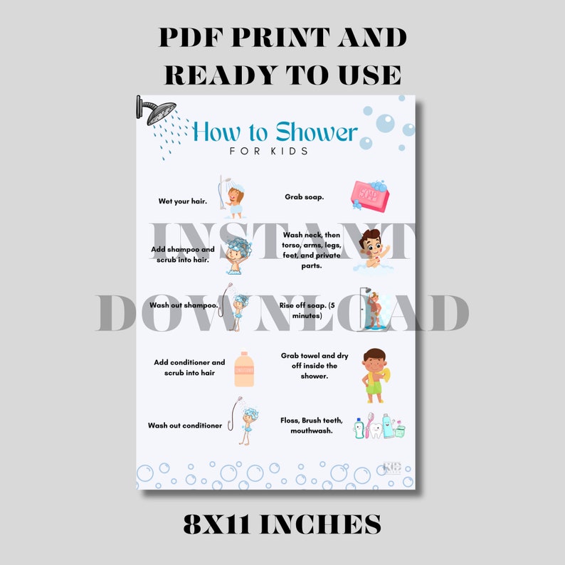 How to Shower for Kids Proper Showering Tips, Shower Wall Decor, How to