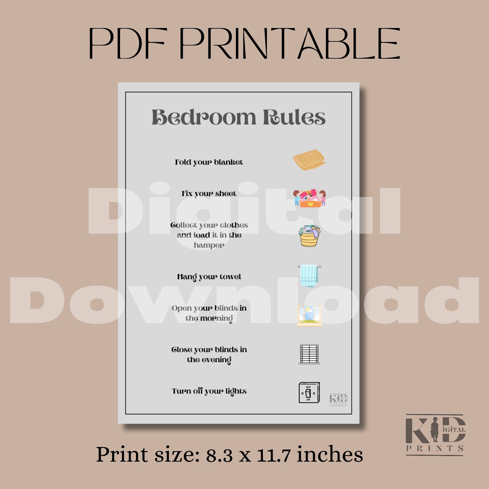 Bedroom Rules for Kids Bedroom Rules Wall Decor Bedroom Etsy