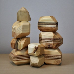 Wooden Stacking Rocks Handmade Balance Stones Family Relaxation Game Christmas Gift | Expanded Set