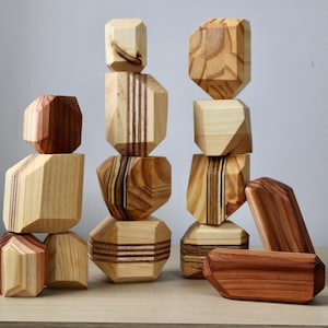Wooden Stacking Rocks Handmade Balance Stones Family Relaxation Game Christmas Gift | Build Your Set