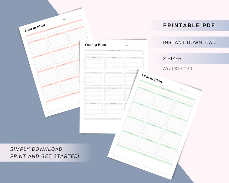 Yearly Planner Printable Yearly Overview To Do List Etsy