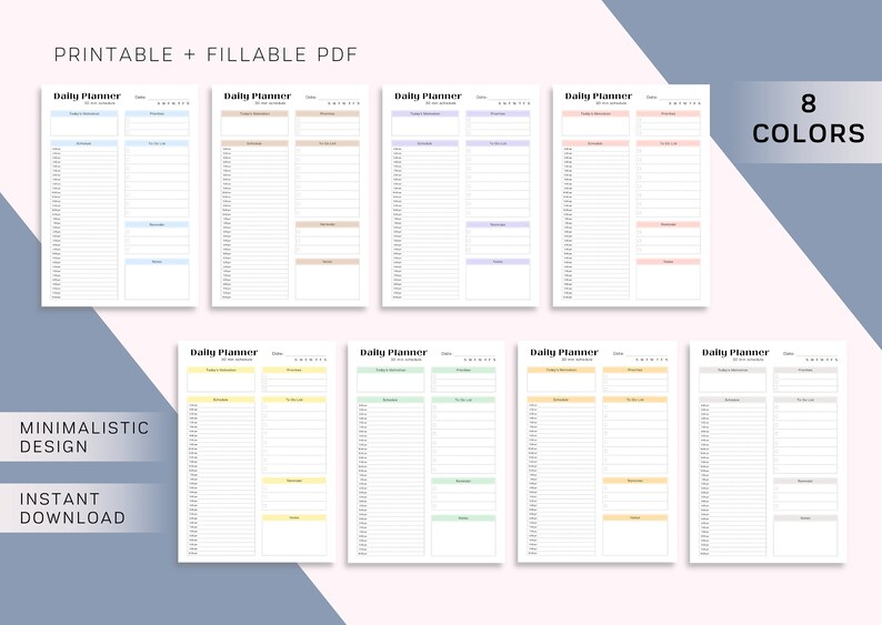 30-minute Daily Planner Printable Daily Schedule to Do - Etsy