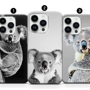 Custodia per telefono Koala carina, cover minimalista a forma di animale per iPhone 16, 15, 14 Pro Max, 13, 12, 11, XR, XS, 8 SE, Samsung S25, S21FE, S24, S23, A54, Pixel 9